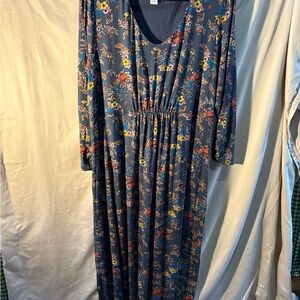 Coldwater Creek Blue Long Sleeve Scoop Neck Sundress